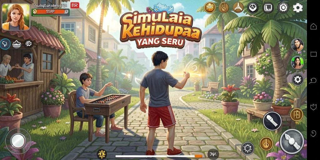 Tampilan gameplay seru 55RP dalam simulasi kehidupan virtual.
