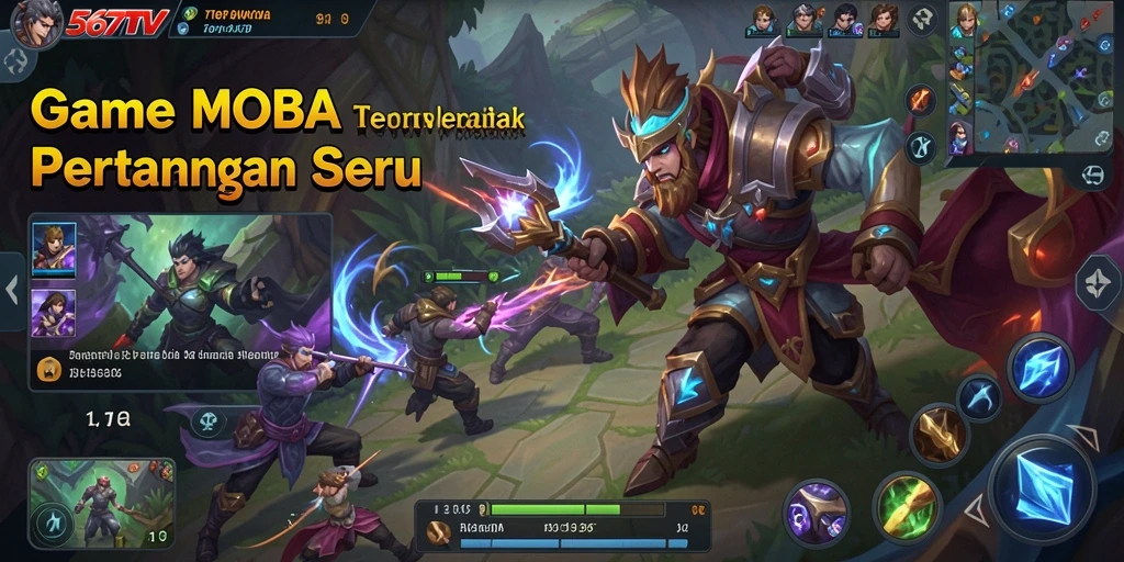 Screenshot gameplay 567TV menampilkan pertarungan seru di arena MOBA.