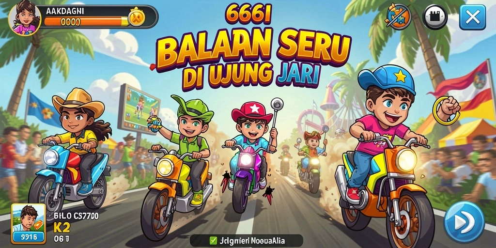 Screenshot gameplay 666I yang menunjukkan aksi balapan intens.