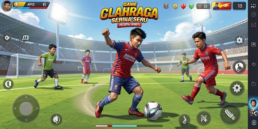 Tampilan gameplay seru dari API33 yang menampilkan pertandingan olahraga.