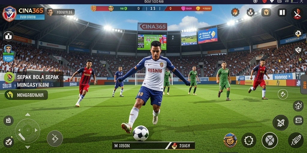 Gameplay menyerupai pertandingan sepak bola nyata.