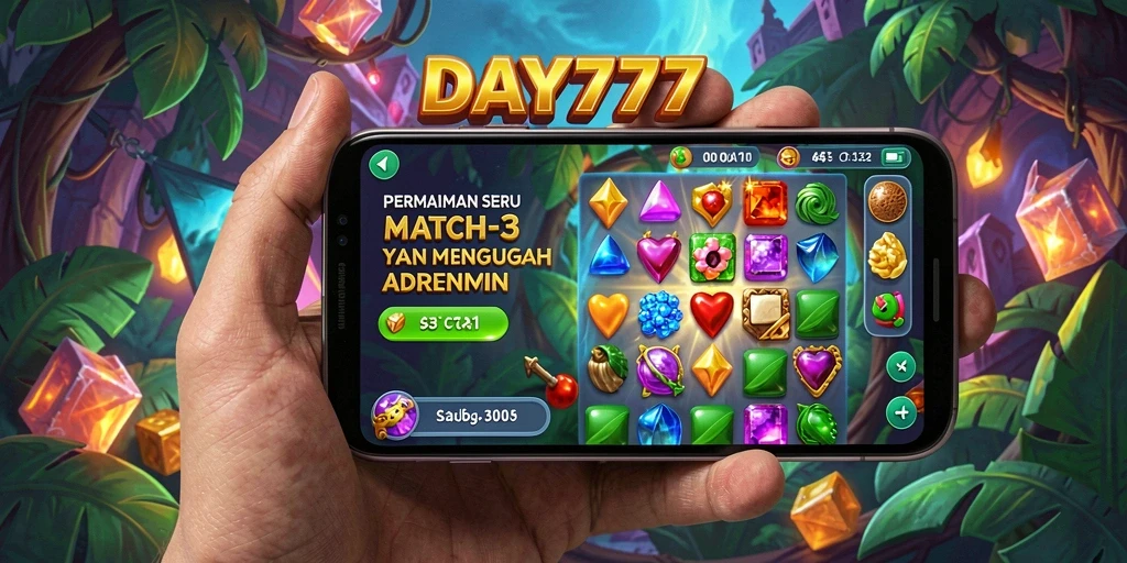 Screenshot gameplay DAY777 yang menunjukkan aksi mencocokkan elemen.