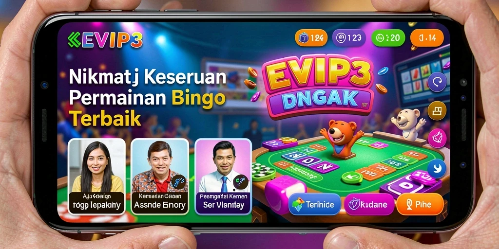 Screenshot game EVIP3 menampilkan suasana bermain bingo yang seru.