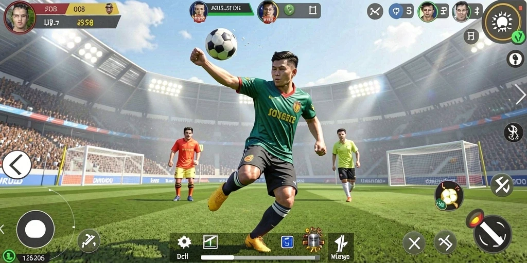 Screenshot gameplay FO8 yang menampilkan aksi seru dalam pertandingan olahraga.