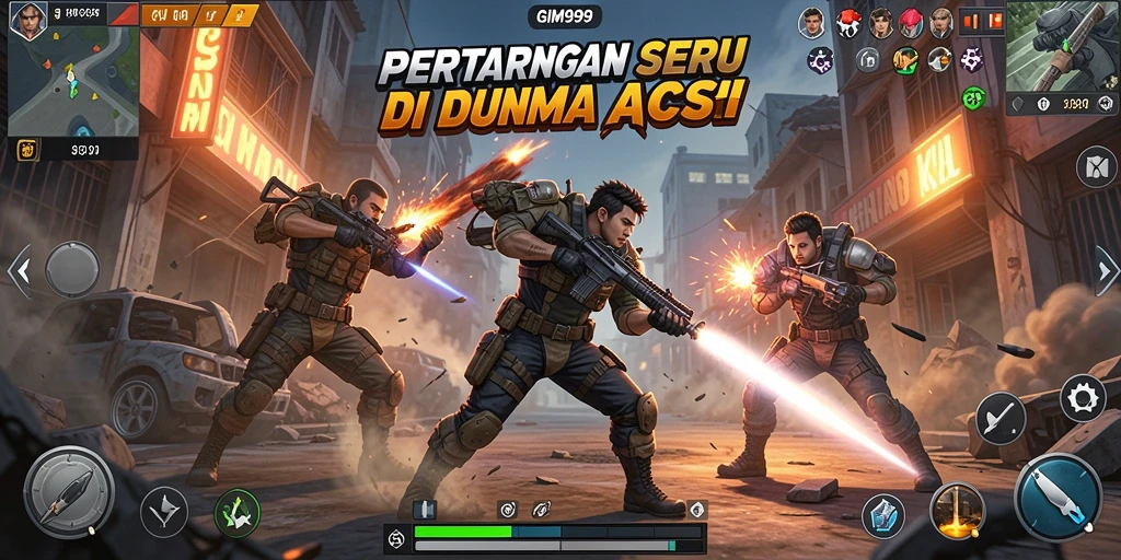 Tangkapan layar menampilkan aksi mendebarkan dalam GIM999.
