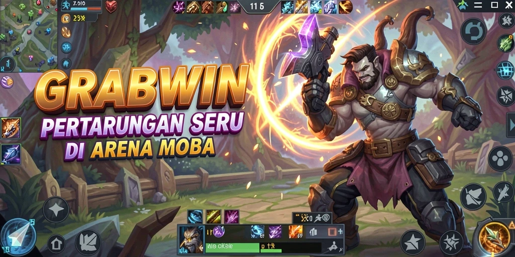 Tangkapan layar menampilkan pertempuran seru di arena GRABWIN.
