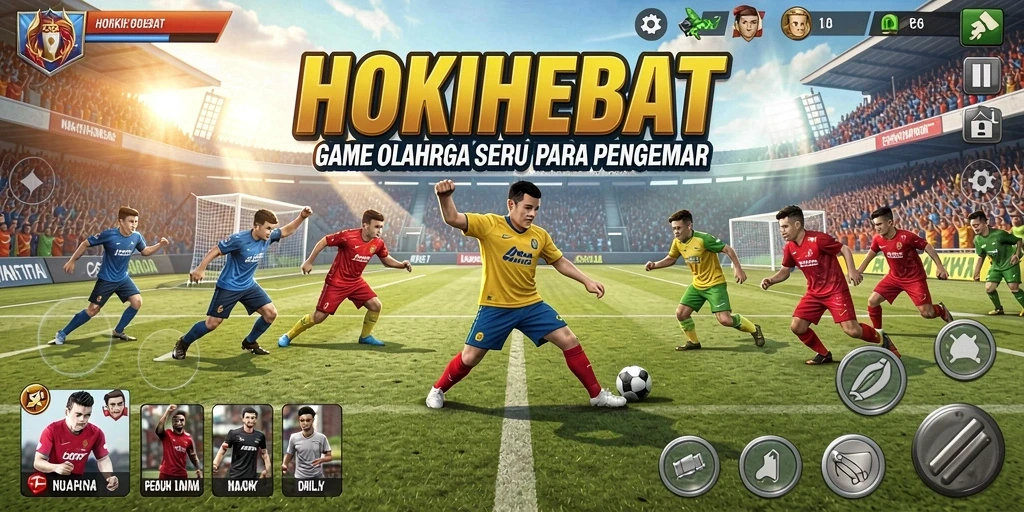 Tampilan gameplay seru di HOKIHEBAT dengan aksi olahraga nyata.