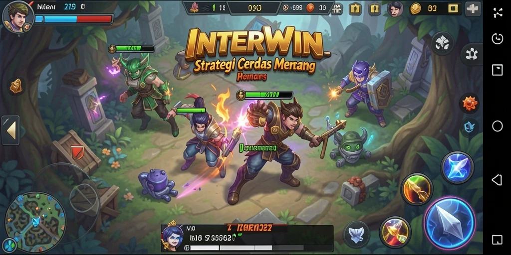 Screenshot INTERWIN menampilkan aksi seru dalam pertempuran strategi.