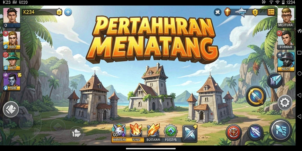 Tampilan gameplay K234 menampilkan menara dan musuh dalam pertarungan seru.