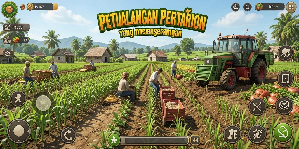 Gameplay PCPC7 yang seru menampilkan aktivitas bertani yang menyenangkan.