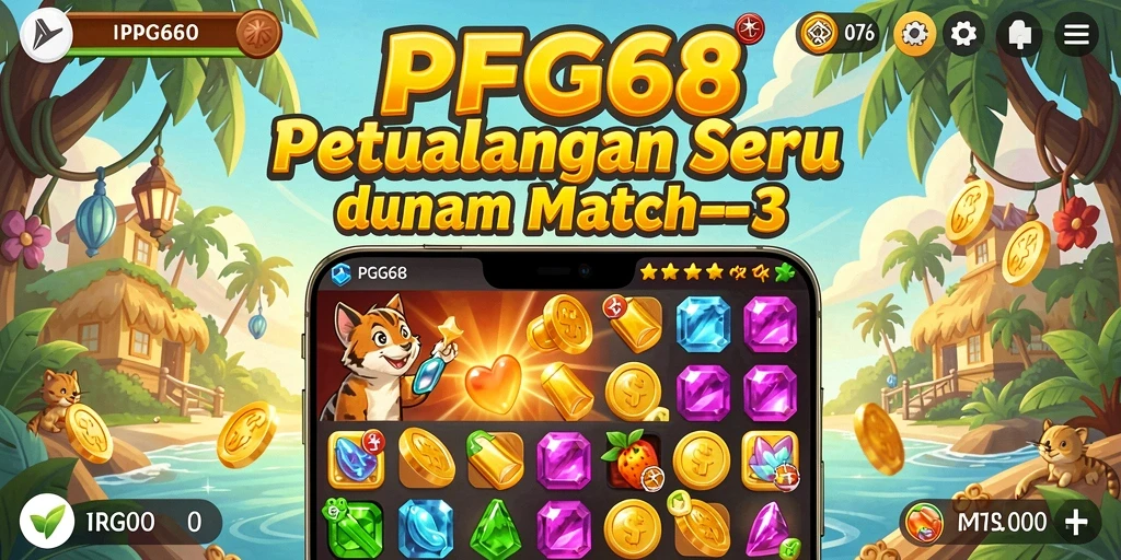 Screenshot yang menampilkan gameplay seru PGG68 dalam Match-3.