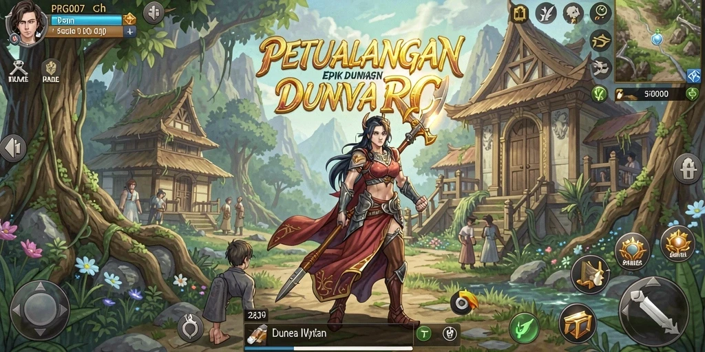 Tangkapan layar dari gameplay PRG007 yang menampilkan petualangan RPG yang seru.