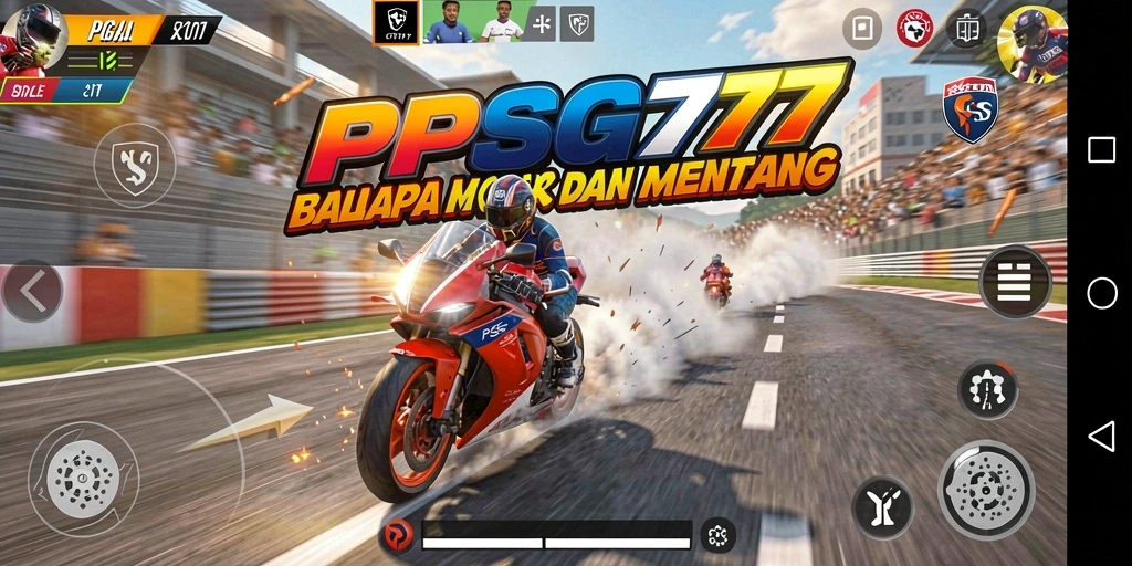 Tangkapan layar gameplay balapan motor yang mendebarkan di PSG77.