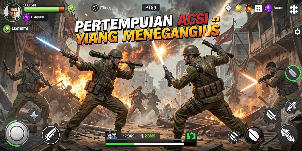 Tampilan screenshot PT89 menunjukkan aksi pertempuran yang intens dan grafis yang memukau.