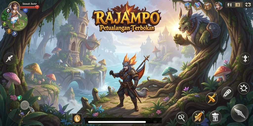 Tampilan utama gameplay RAJAMPO dalam dunia Open World yang luas.