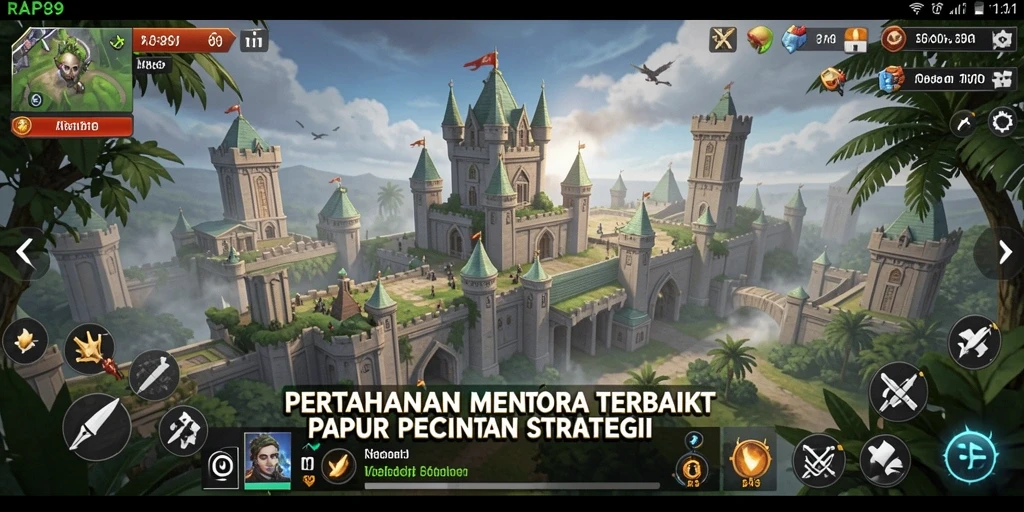 Screenshot utama RAP89 menampilkan gameplay menarik dalam pertahanan menara.