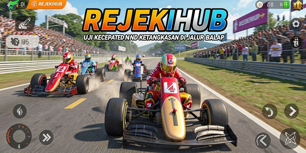 Tampilan gameplay seru dalam balapan di REJEKIHUB.