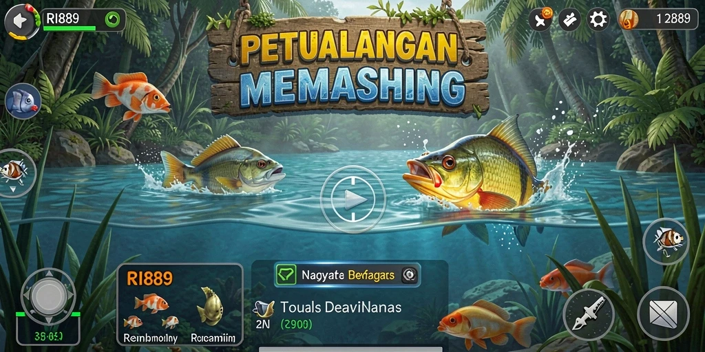 Tampilan gameplay RI889 yang menampilkan suasana memancing yang menawan.