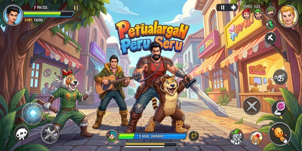 Screenshot gameplay RK55 yang menampilkan aksi seru dan grafis cerah.