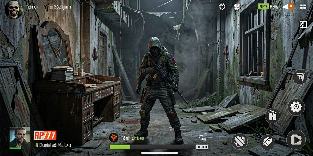 Screenshot menampilkan momen mendebarkan dalam gameplay Horror.