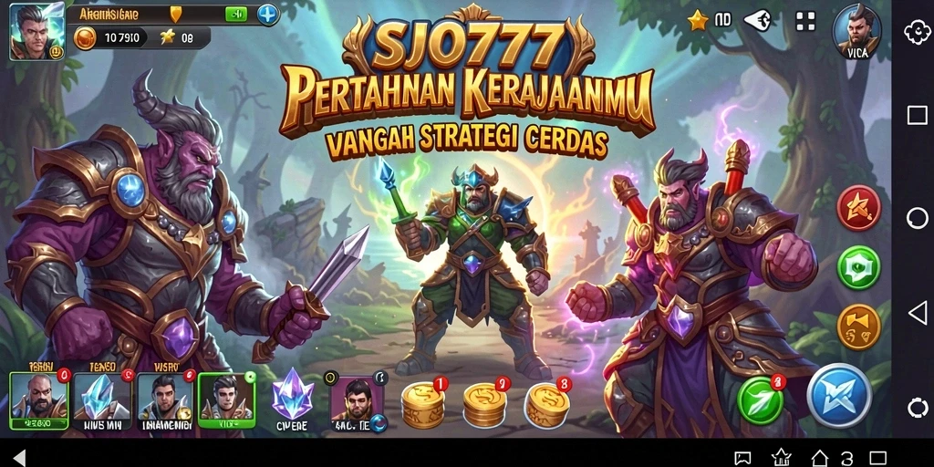 Tampilan gameplay SJO777 yang menampilkan aksi menara bertahan.