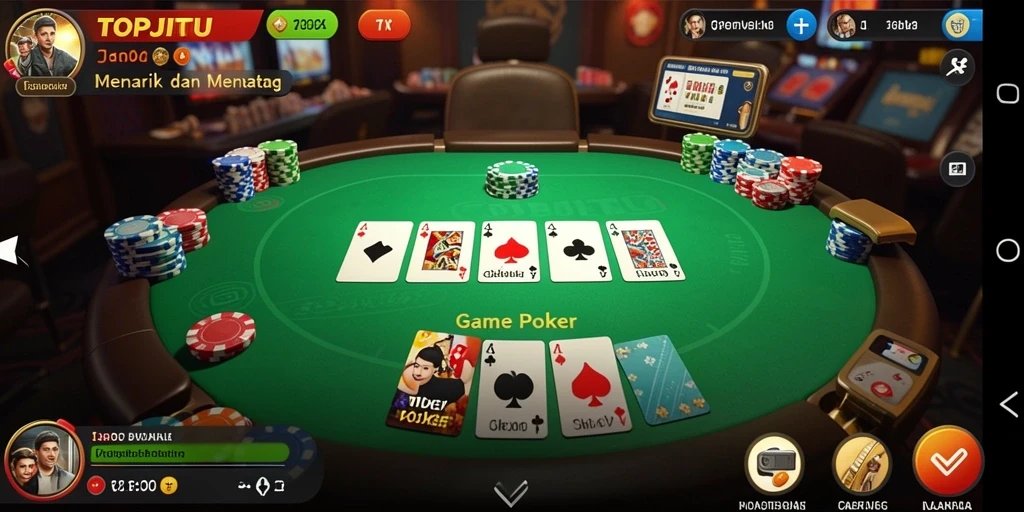 Tampilan gameplay Poker yang dinamis dan menarik di TOPJITU.